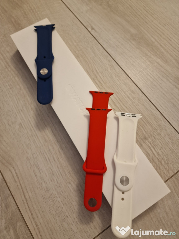 Set curele Apple Watch (3 bucăți: albastru, roșu, alb)