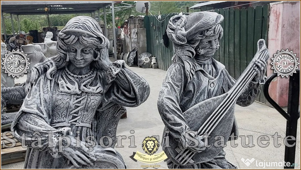 Set statuete muzicanți, gri patinat, model S69.