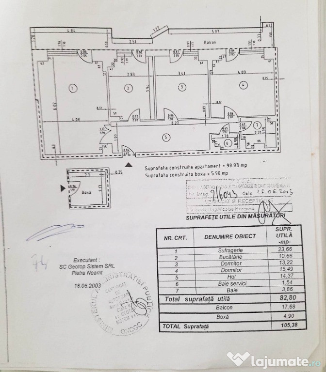 Apartament 3 camere, cu boxa si loc parcare, zona 1 Mai