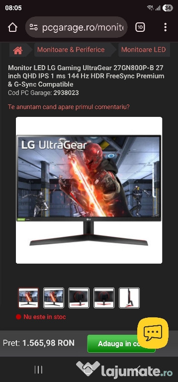 Monitor gaming LG UltraGear
