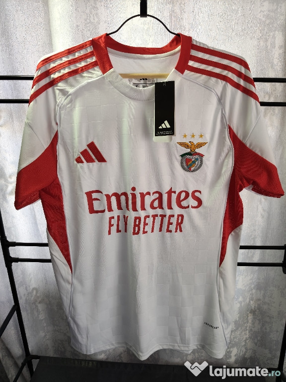 Tricou Benfica Lisabona Away Alb Adidas NOU Mărimea M Sezon 25-26