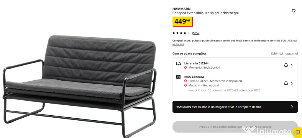 Canapea extensibilă Ikea HAMMARN