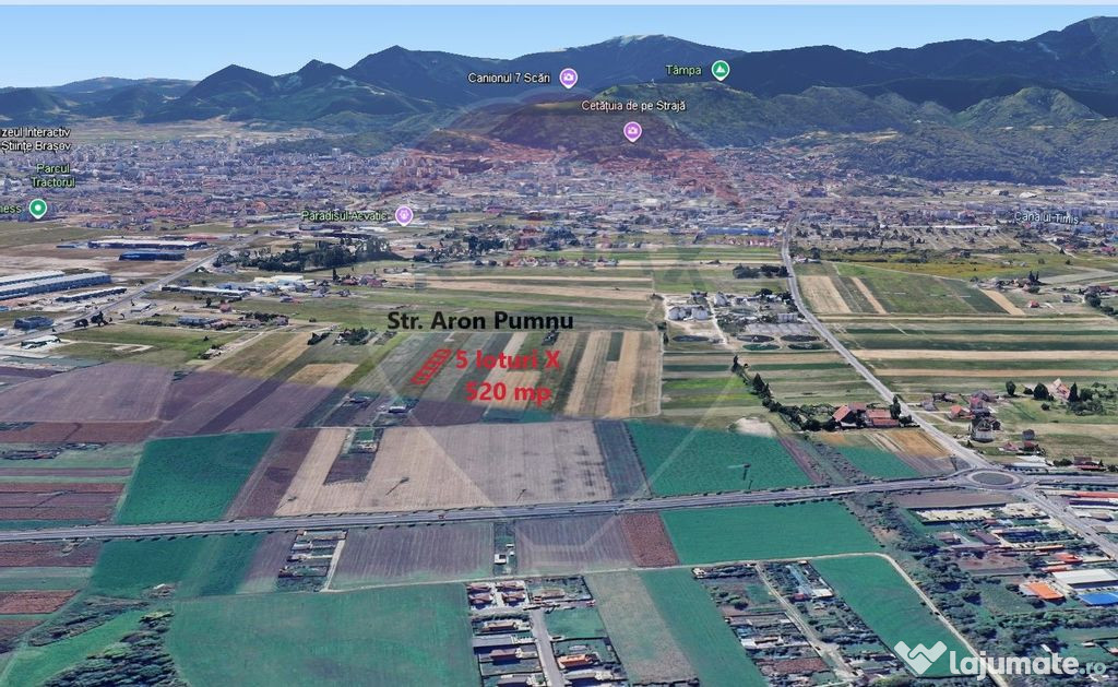 Teren Brasov -Strada Aron Pumnul, 520 mp, 5 loturi