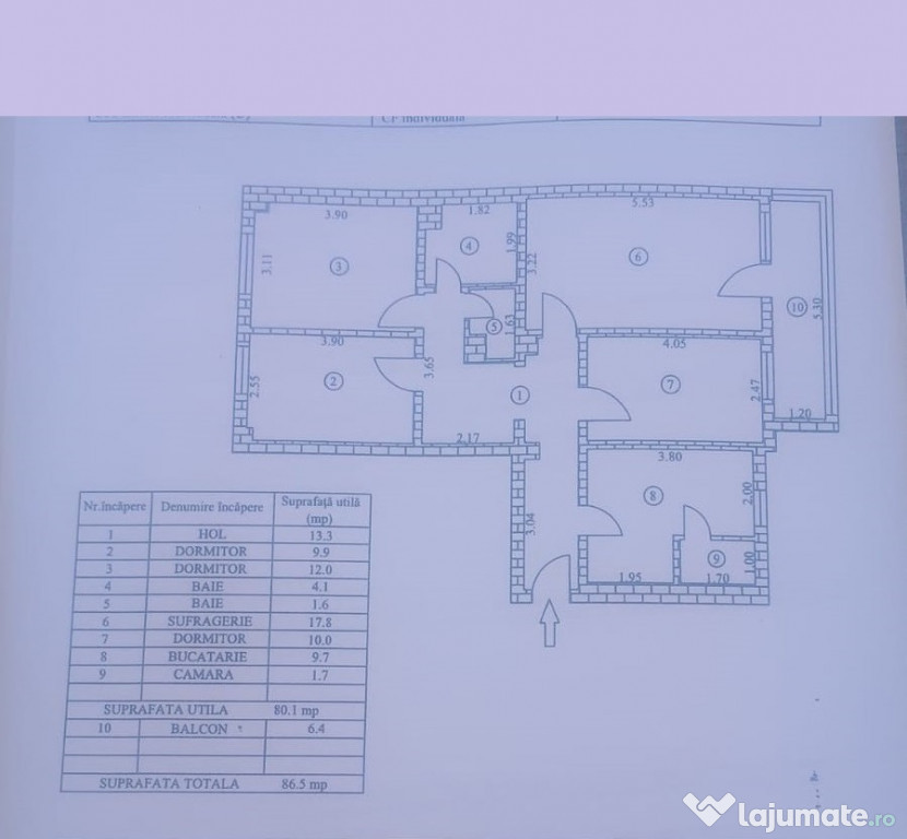 Apartament 4 camere str FRASINULUI -86,5mp