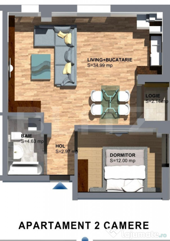 Apartament 2 camere, 55 mp, zona Torontalului