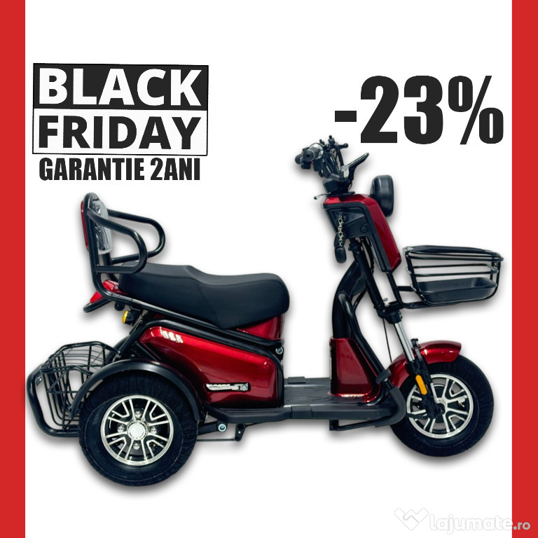 -23%BF Tricicleta electrica 2locuri 600w 60v20ah FULL, FARA PERMIS NOU