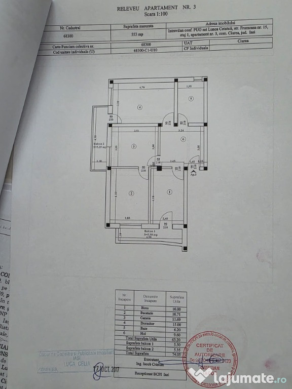 Apartament 3 camere decomandat