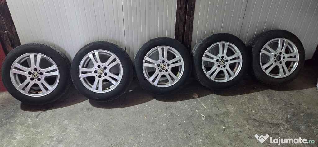 Set 5 Jante Aliaj 5x100,vw skoda seat 185 60 15 cu anvelope vara