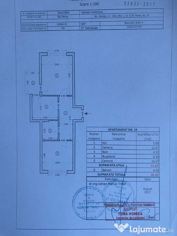 Vand apartament cu 2 camere