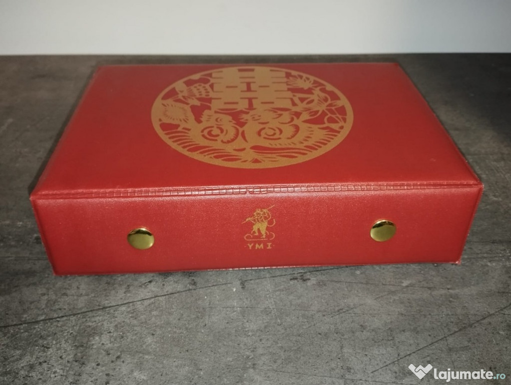 Set Mahjong Chinezesc „Oază de Bambus”, 146 piese, cu husă roșie vinil