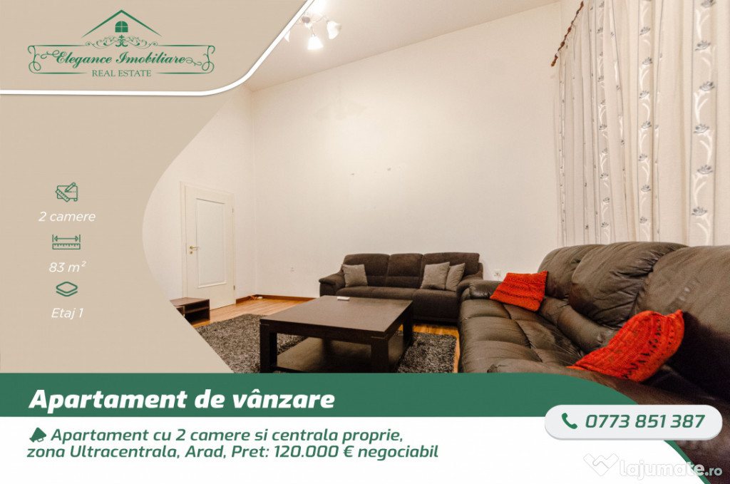 Apartament cu 2 camere si centrala proprie, zona Ultracentra