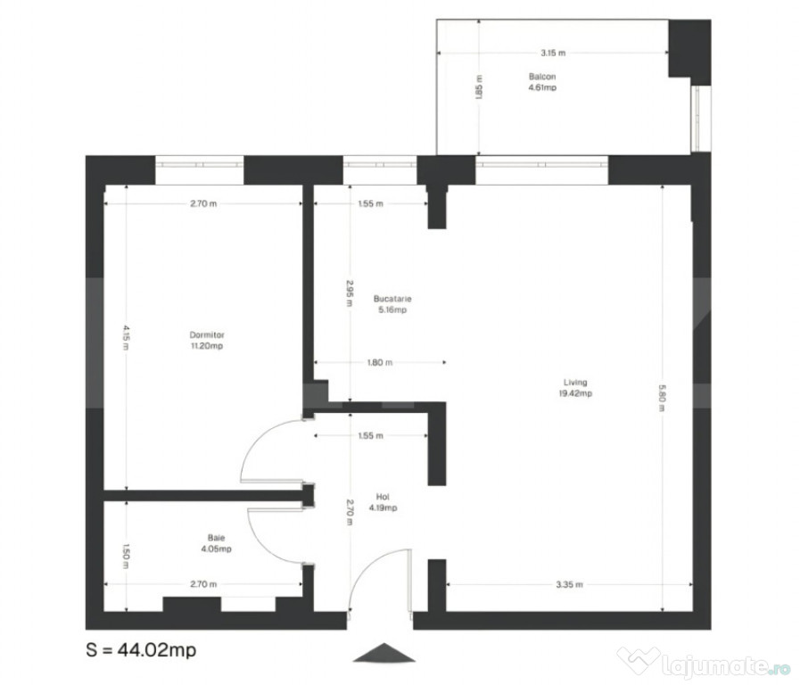 Apartament 2 camere+ balcon, 43.04 mp, zona Ghirodei