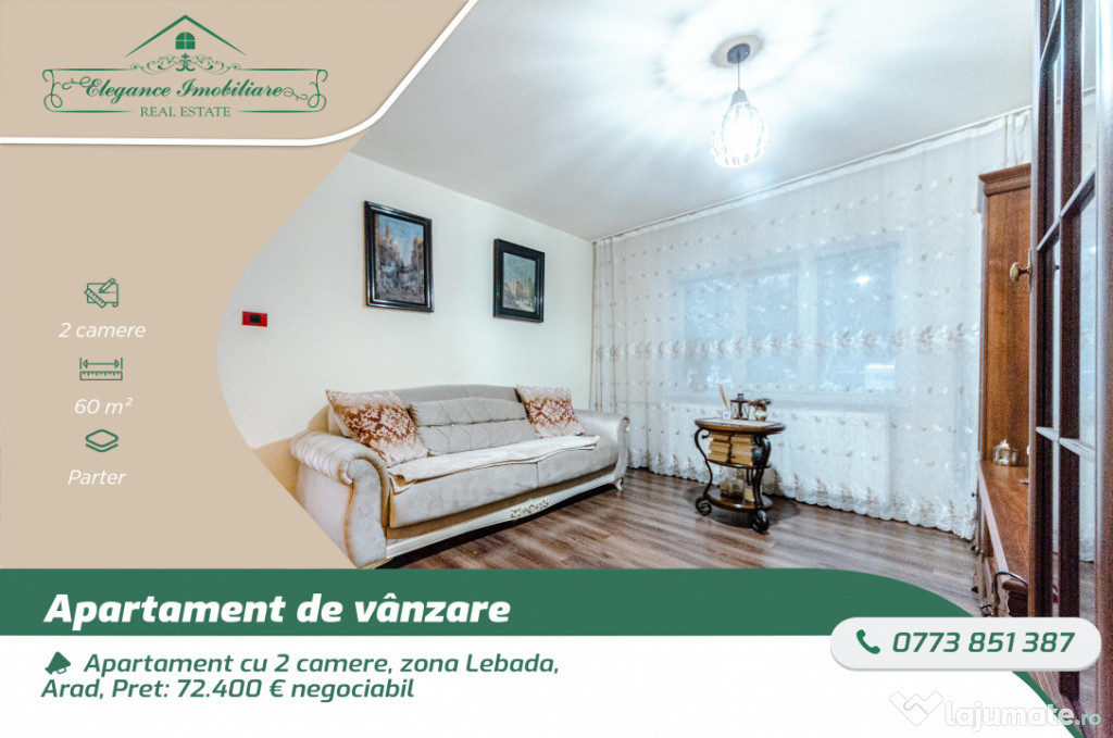 Apartament cu 2 camere, zona Lebada, Arad
