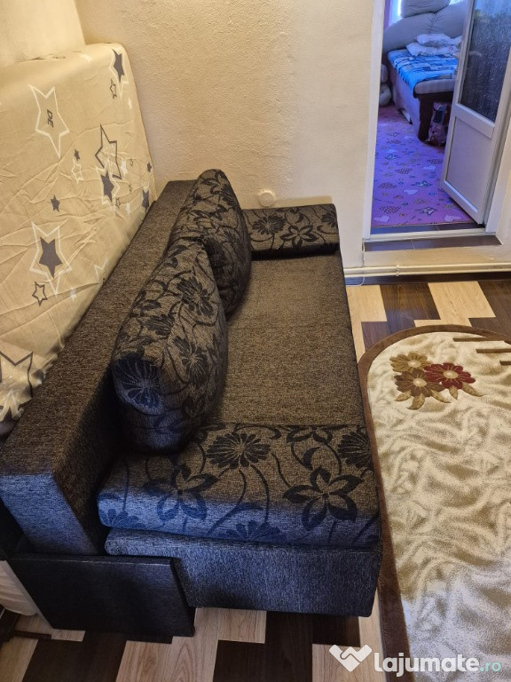Canapea extensibilă cu lădiță, model floral, stare excelentă