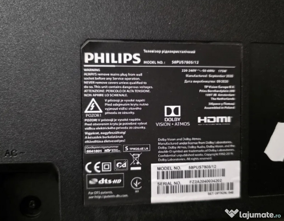 Dezmembrez televizor Philips 58pus7805/12