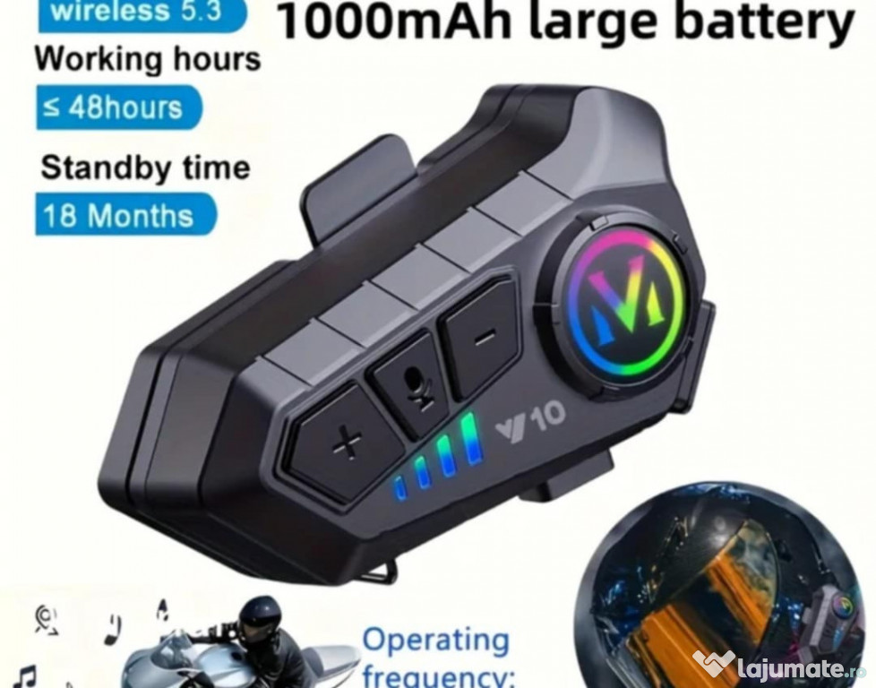 Casca Bluetooth pentru casca Moto Fullface, SoftMike, model Y10, bater