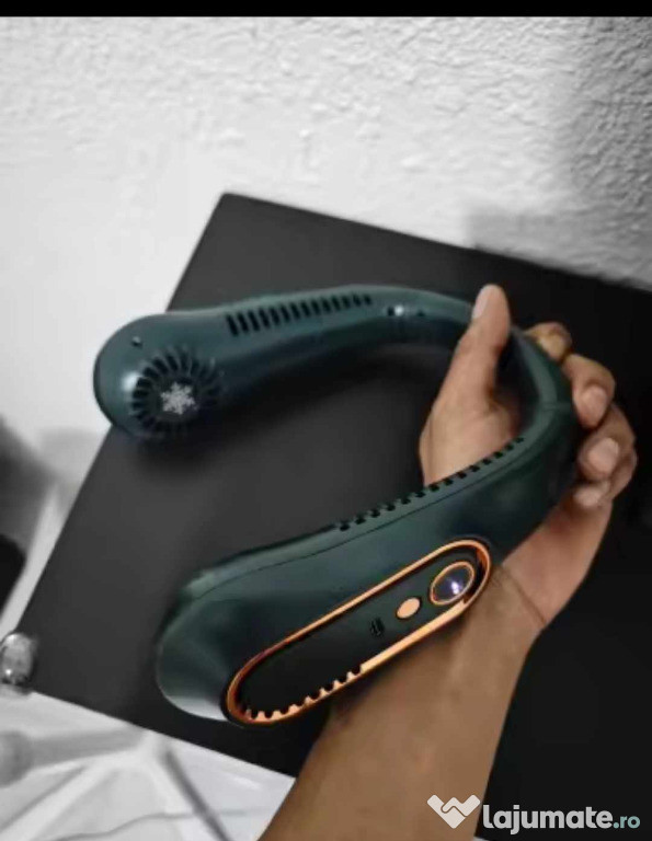 Ventilator portabil pentru gat, cu acumulator verde,produs nou