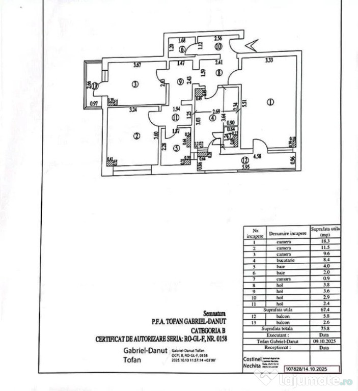 Apartament cu 3 camere in zona Mazepa 2