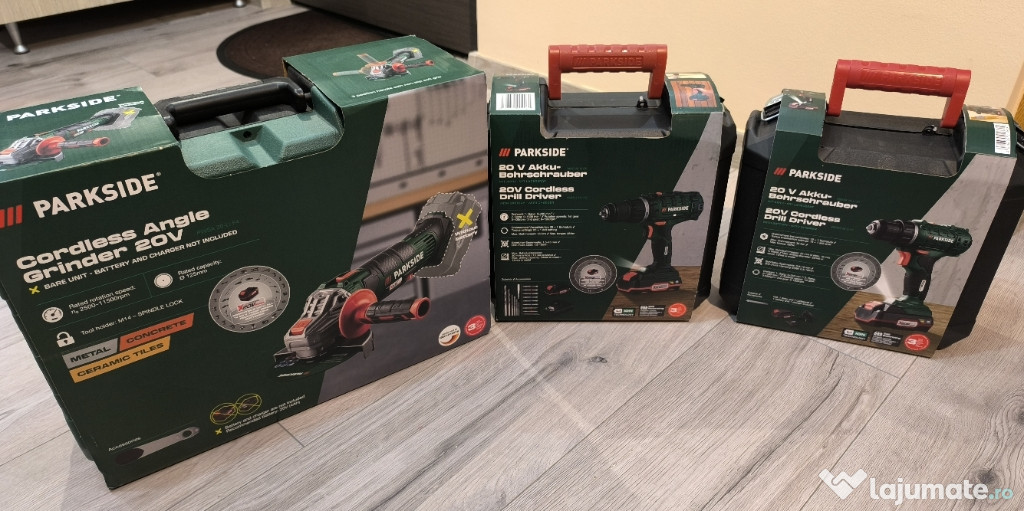 Polizor unghiular + 2 X Mașini de infiletat /găurit PARKSIDE