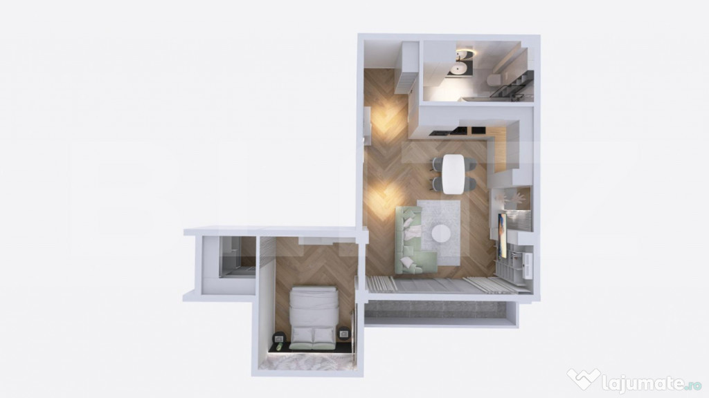 Apartament nou modern, 2 camere, centrala pe gaz si panouri