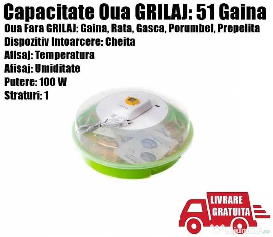 Incubator Clocitoare Electric 51 Oua Ou Pui Gaina Prepelita Dispozitiv