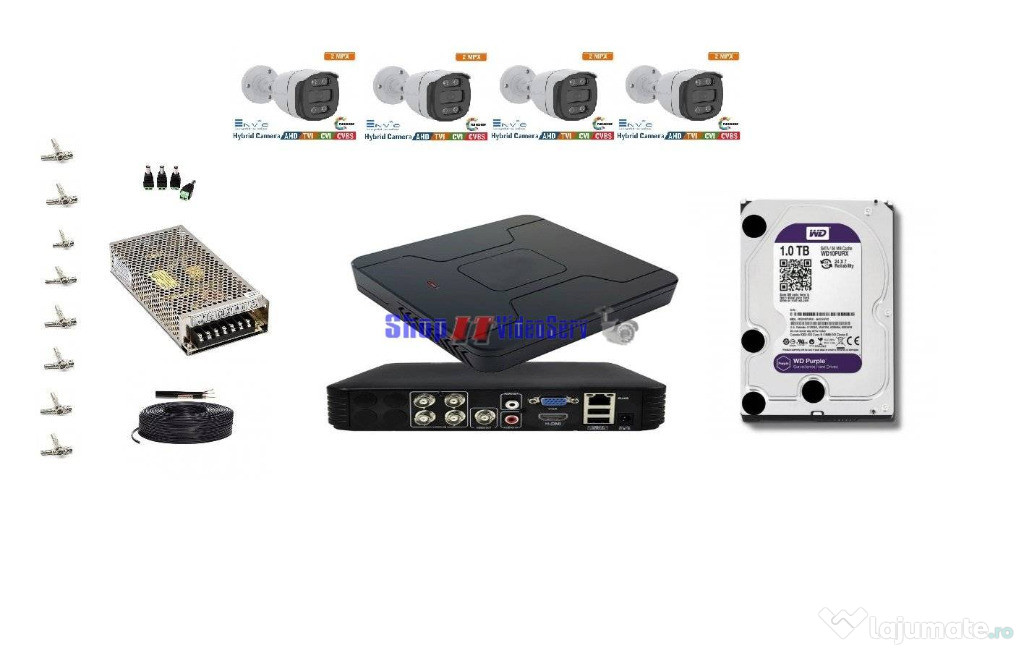 KIT Sistem de supraveghere 4 Camere de exterior AHD 2 MP