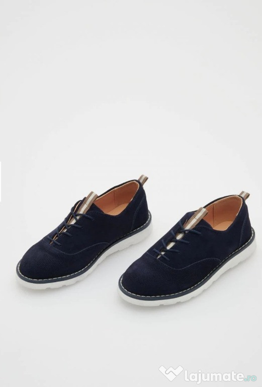 Pantofi din piele bleumarin Reserved 35