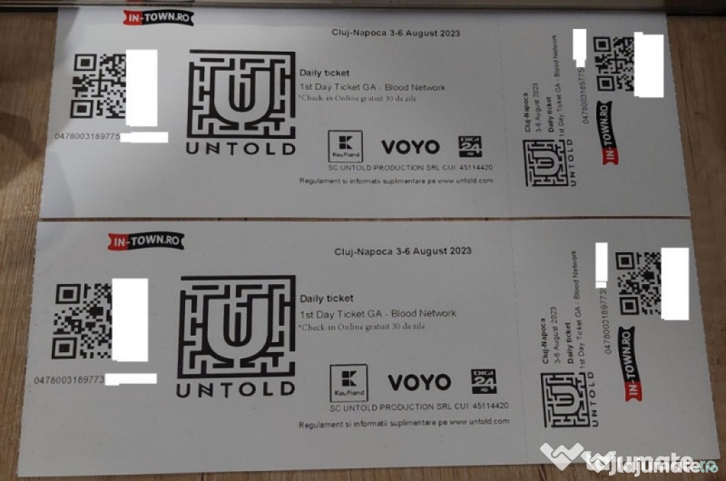 2 bilete Untold 1 stDay