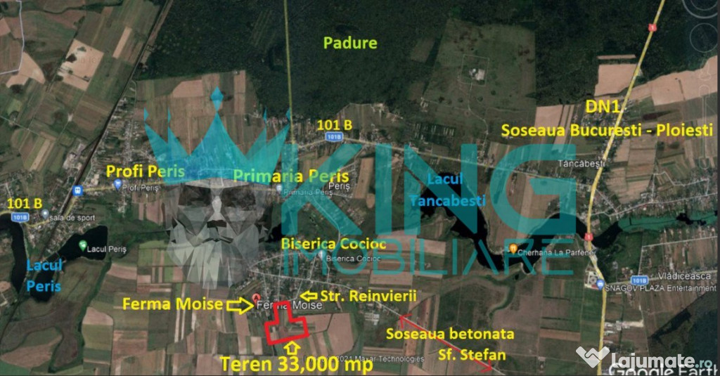 Teren 15000 mp | Snagov-Peris | 2 fronturi | 55m/130 m desch