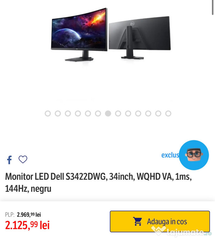 Monitor Dell LED S3422DWG, 34inch