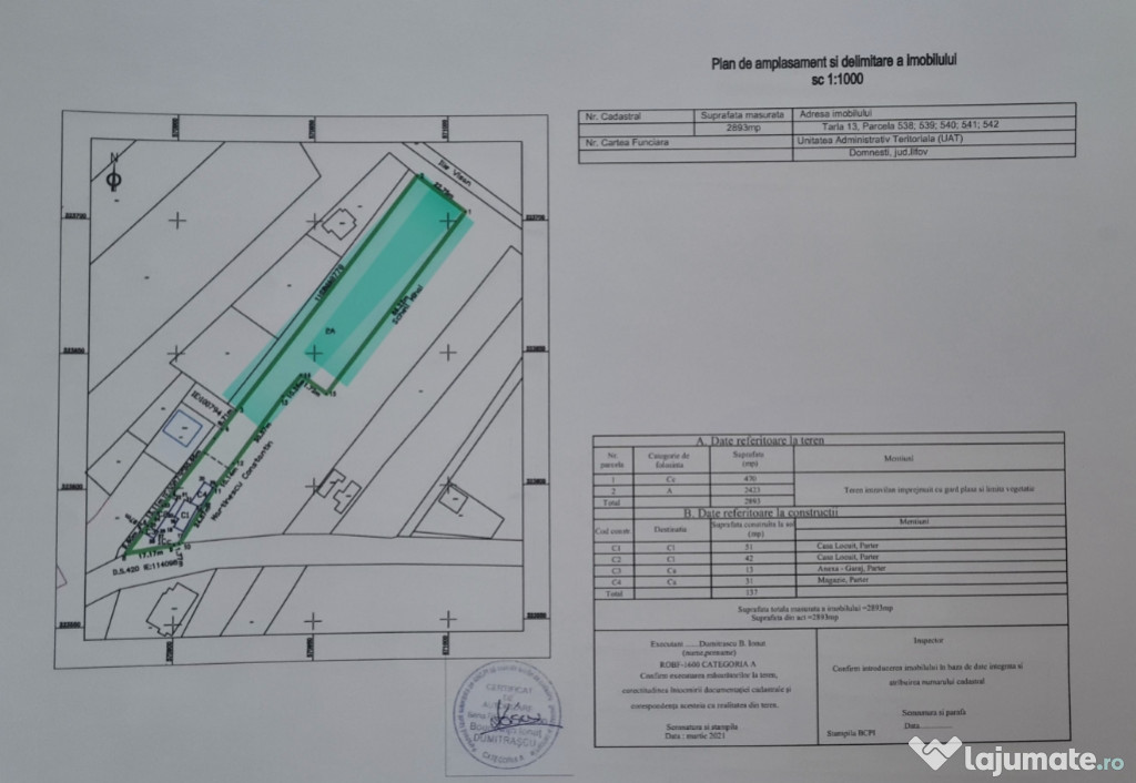 Teren 2500mp Domnesti intravilan Neamtului (Duculescu-Ghioceilor)