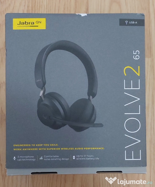 Casti cu microfon Jabra Evolve2 65, Link380a Stereo, Negru