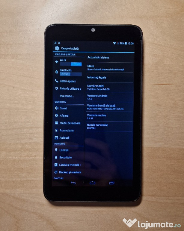 Tableta Vodafone Smart Tab 3G 7 inch Neagra radio gps micro SIM card