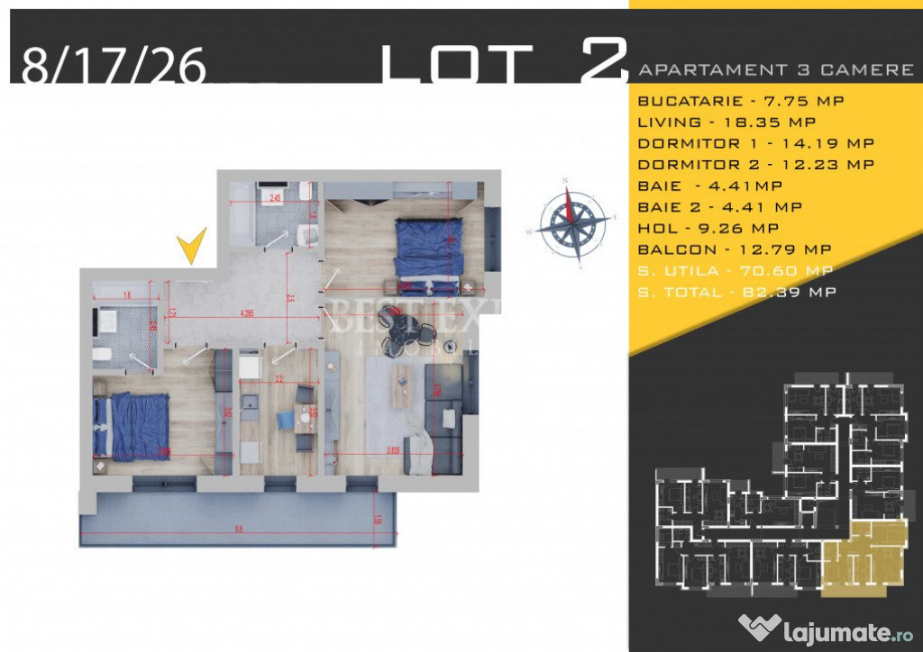 Apartament 3 camere decomandate ideal familie Parcare Bonus