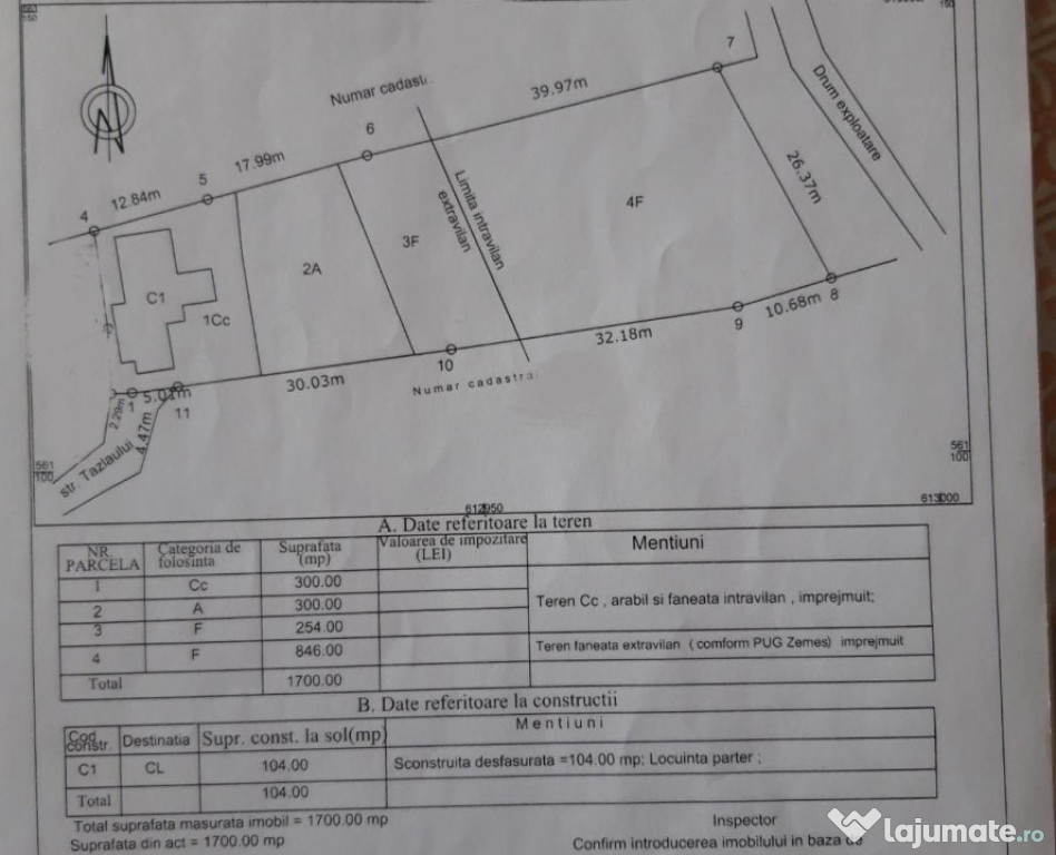 Casa pe teren 1700mp, 1ha de padure si garaj