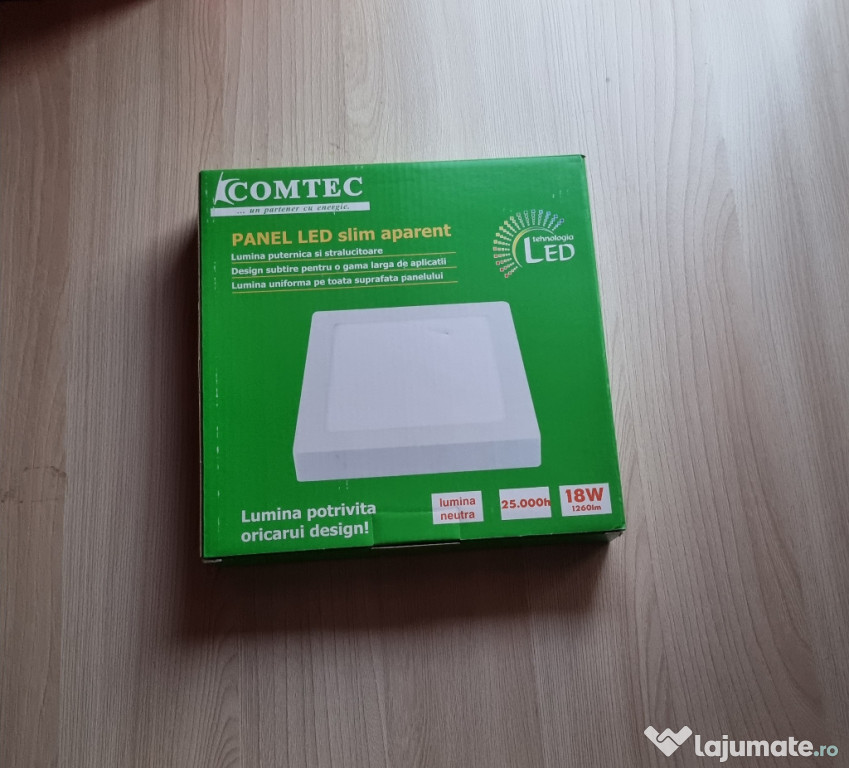 Plafoniera aplica LED 18W 1260 lumen slim aparenta lumina rece sigilat