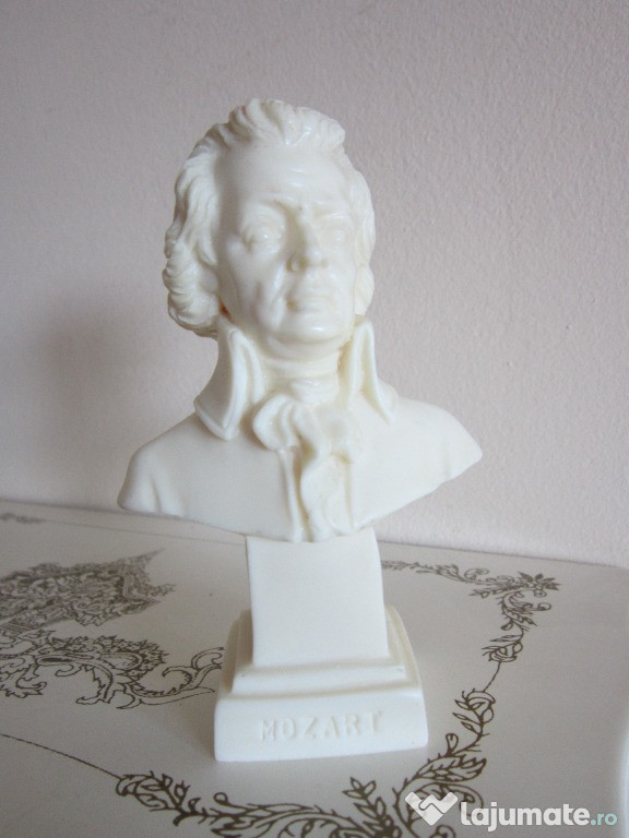 Cadou rar Mozart bust mic Mid-Century alabaster Ruggeri Italia 1950