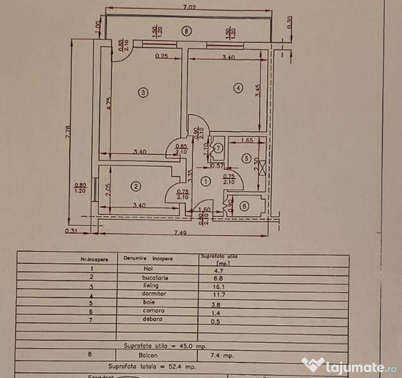 NORD Cameliei, cub , 2 cam,balc.6m, decomandat 4/4 la 36900