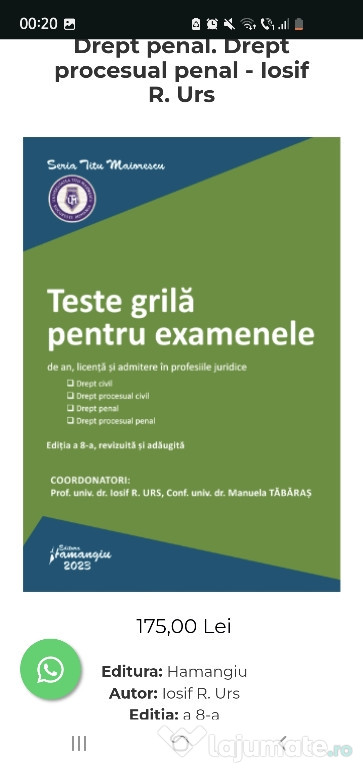 Carte Drept Teste Grilă Hamangiu