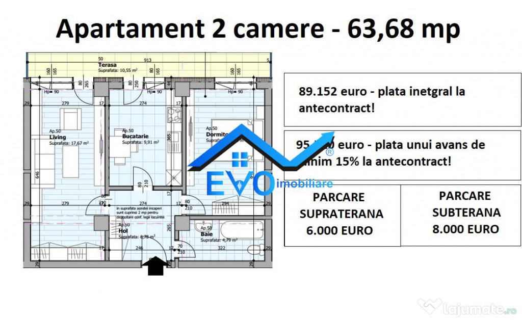 Apartament decomandat, 2 camere 64 mp, Galata Iasi