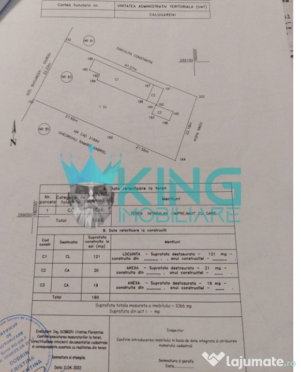Teren intravilan | Calugareni | Acces auto | 1066 MP