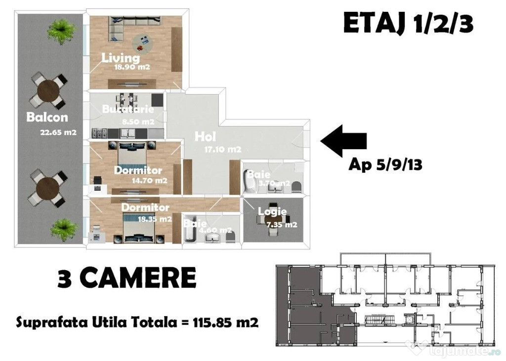 Apartament lux 3 camere Decebal Birou Dezvoltator