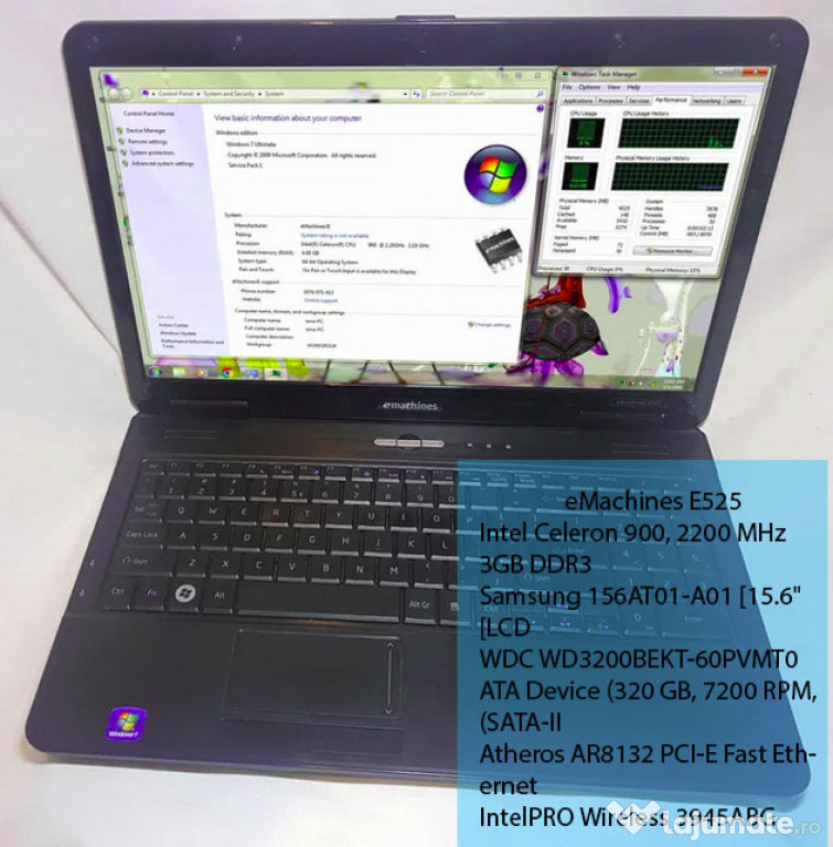 Laptop 15.6 inch cu incarcator si geanta transport