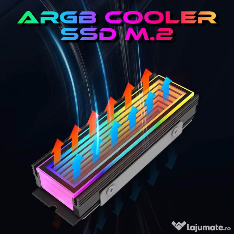 ARGB Cooler SSD M.2 NVMe negru infinity efect