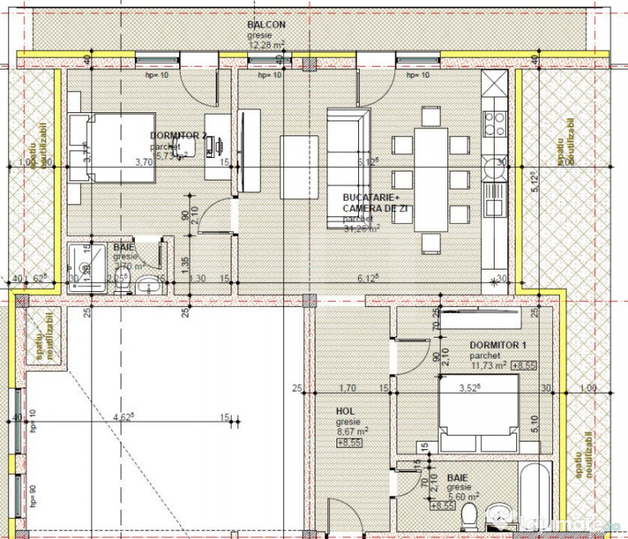 Apartament 3 camere, 81 mp, bloc nou, zona Libertatii