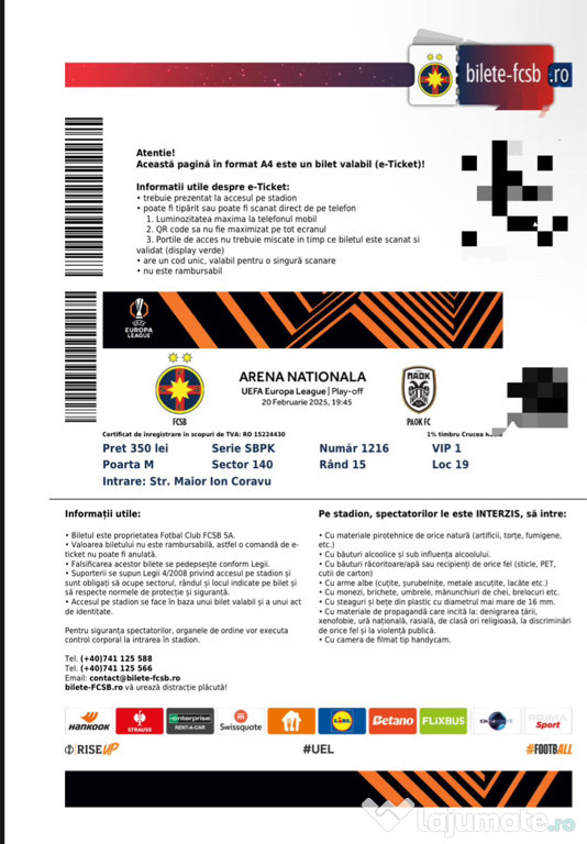 Bilete fcsb paok