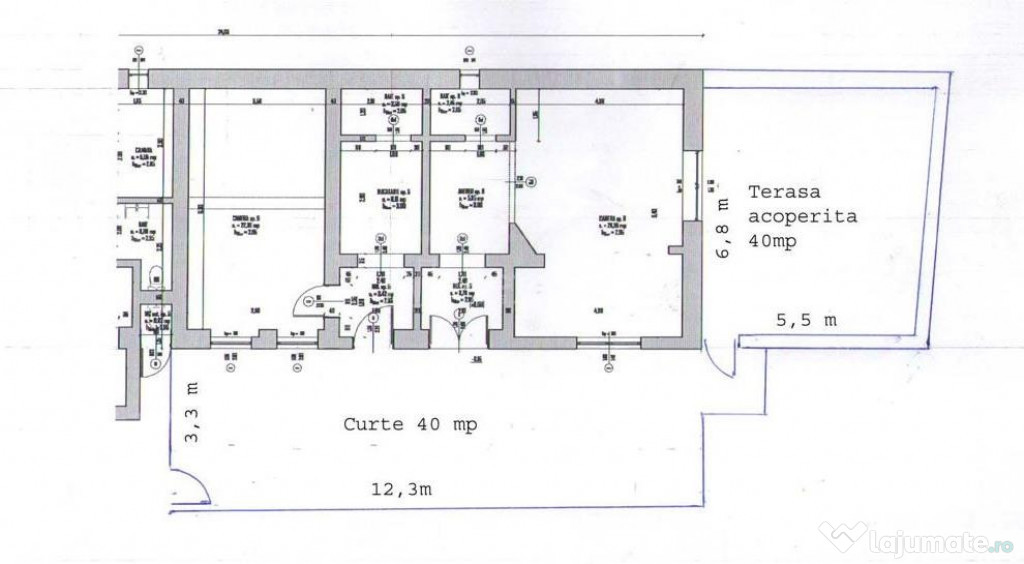 Apartament la curte comuna - central - 80 mp util - curte