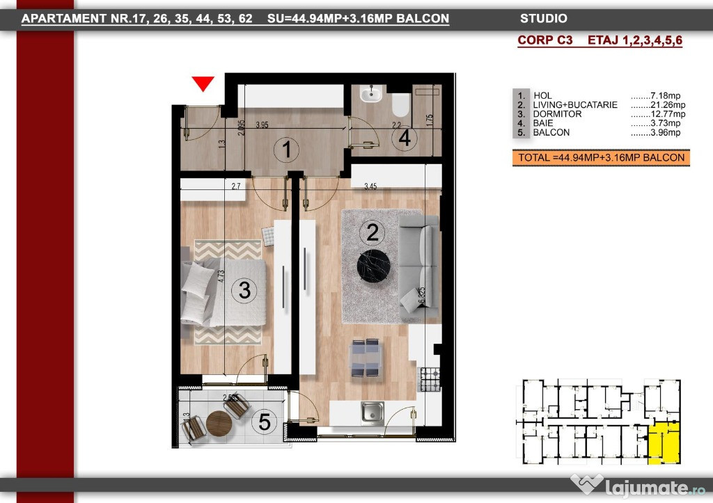 Apartament tip studio, imobil nou, metrou Berceni