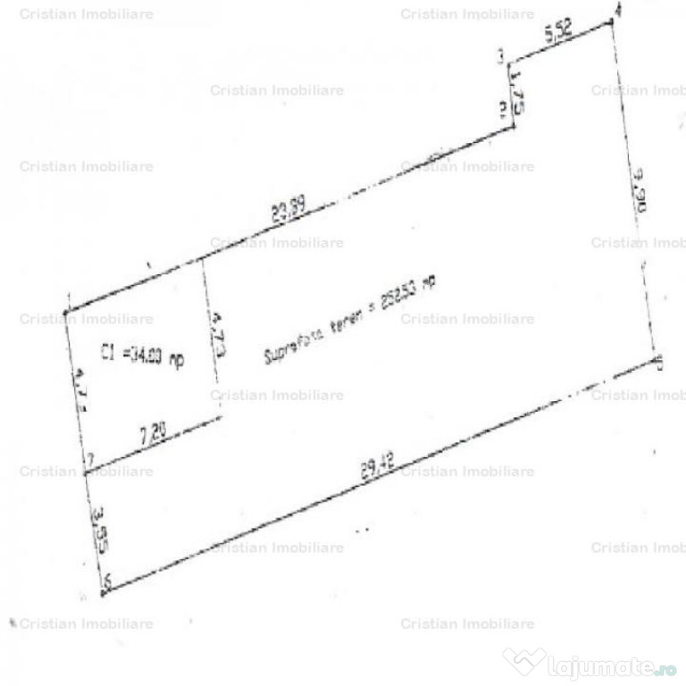 120Euro/mp Teren 252mp zona Centrala deschidere de 8m