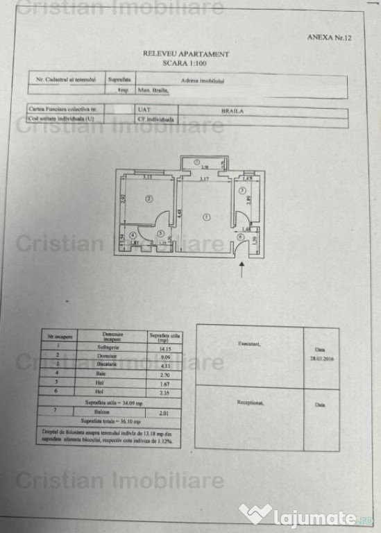 Etaj 1 Apartament 2 camere DISPONIBIL IMEDIAT Viziru 3